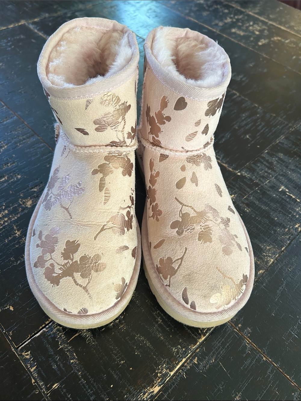 UGG  Pink Metallic Floral Boots